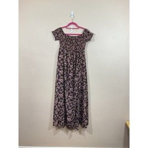 Womens Off Shoulder Maxi Dress Size Medium Brown Floral Cottagecore Prairiecore